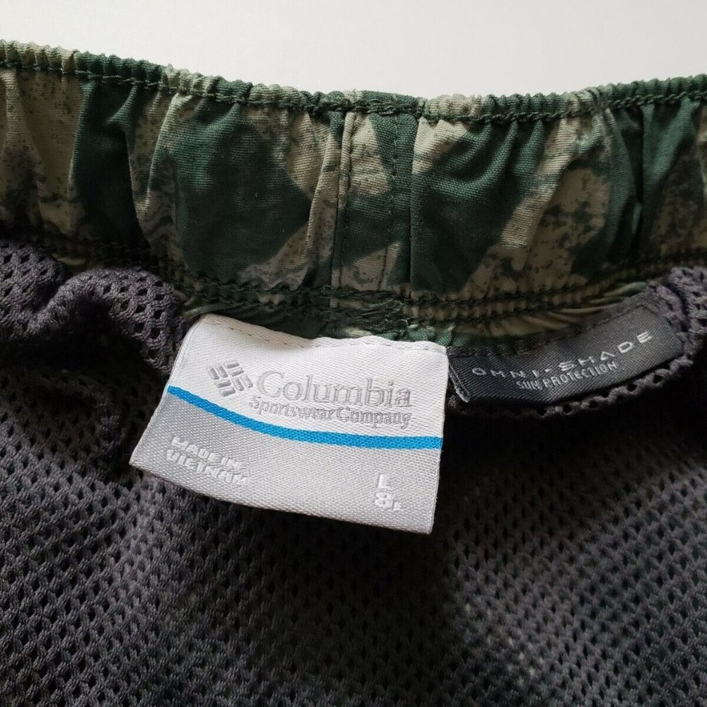 Columbia Mens Large Whidbey II Hybrid Water Swim Short Green Print 8" Trunks - Picture 3 of 4